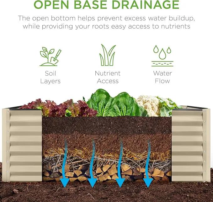 Best Choice Products 4x2x2ft Outdoor Metal Raised Garden Bed, Deep Root Planter Box for Vegetables, Flowers, Herbs, and Succulents w/ 119 Gallon Capacity - Beige by GreenHaven Gardens