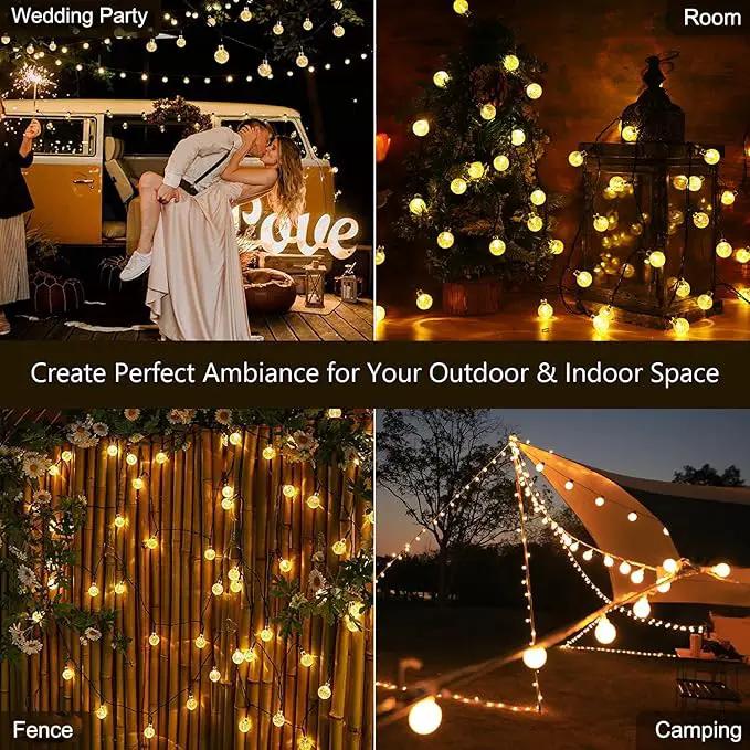 Solar String Lights Outdoor 2 Pack 200 Led 80FT Warm White Crystal Globe Lights with 8 Lighting Modes, Waterproof Solar Powered Patio for Garden Yard Porch Wedding Party Decoration by GreenHaven Gardens