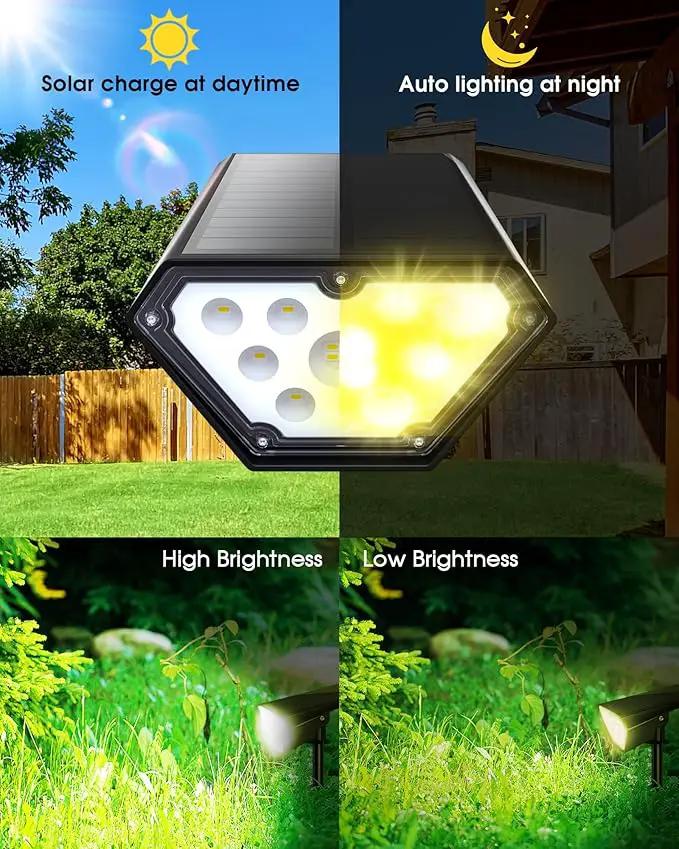 Biling Solar Spot Lights Outdoor, 2-in-1 Solar Landscape Lights 12 LED Bulbs Solar Powered Lights IP67 Waterproof Adjustable Wall Light for Patio Pathway Yard Garden Driveway Pool - Warm White by GreenHaven Gardens