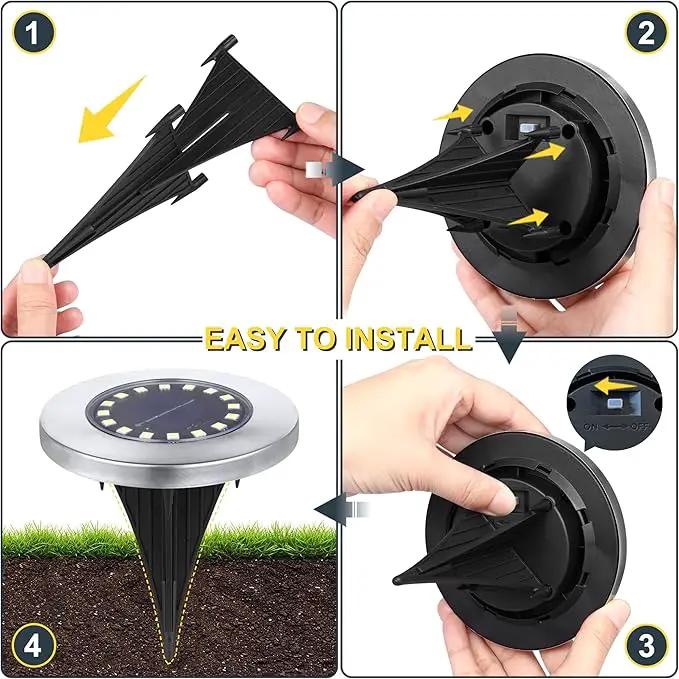 Solar Ground Lights-Waterproof Solar Lights Outdoor Garden- Solar Disk Lights-Upgraded 16LED Bright in-Ground Lights-Landscape Lights for Pathway, Yard, Lawn, Patio, Walkway (16 Pack Warm Light) by GreenHaven Gardens
