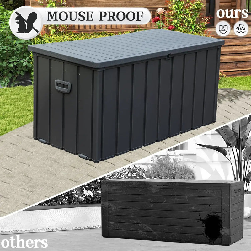 Domi 120-Gallon Outdoor Storage Box – Waterproof, Lockable Storage Cabinet with Resin Lid for Patio Furniture, Garden Tools & Pool Supplies – Large Metal Storage for Cushions, Toys & More by GreenHaven Gardens