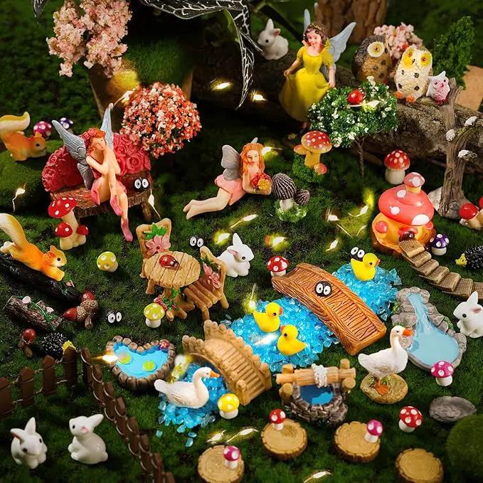 109 Pcs Fairy Garden Accessories Fairy Garden Kit Miniature Fairy Figurines Accessories Fairy Animals Decor Outdoor for DIY Garden Dollhouse by GreenHaven Gardens