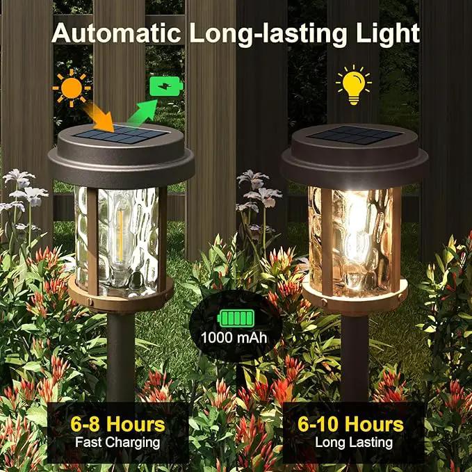 XMCOSY+ Solar Pathway Lights, Dual-Tone Solar Lights Outdoor Waterproof IP65, 20 LM LED Bright Glass Outside Light for Garden Path Yard Walkway Driveway (‎Black & Brown) by GreenHaven Gardens