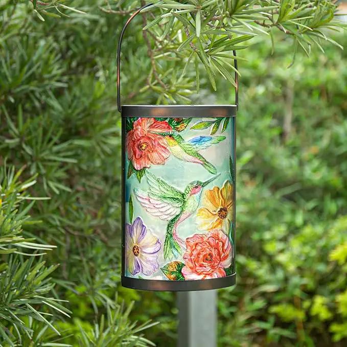 Hanging Solar Lantern Outdoor Waterproof LED Hummingbird Solar Lights Outdoor Decorative Solar Lanterns Tabletop Lamp for Patio Garden Yard Decor by GreenHaven Gardens