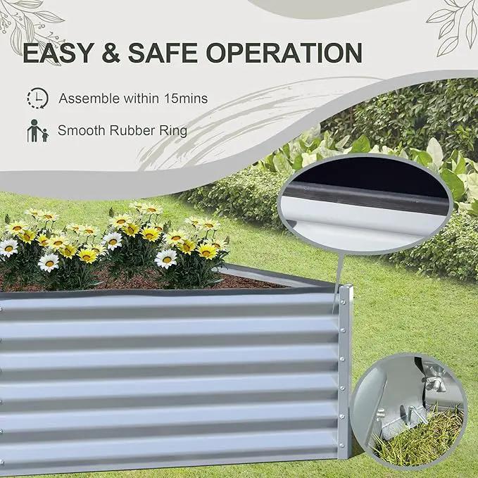 Domi Raised Garden Beds Outdoor, 6x3x1.5Ft Thickening Tall Metal Rectangular Deep Root Box Planter for Vegetables, Flowers, Herbs, and Succulents 1.5" Deep w/ 192 Gallon Capacity - Silvery by GreenHaven Gardens