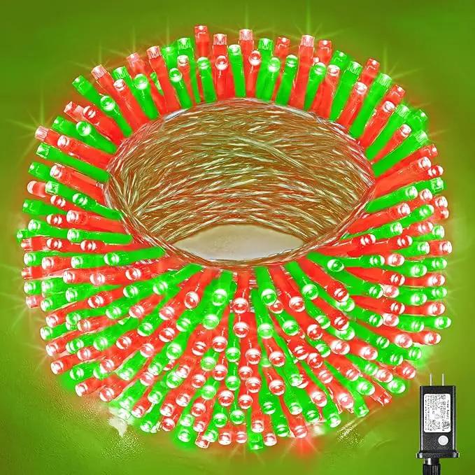 300 LED Christmas Lights Outdoor - 99ft Extra Long Christmas String Lights 8 Modes Plug in Waterproof Fairy Lights with Timer Memory for Indoor Outside Bedroom Home Party Decoration, Red&Green by GreenHaven Gardens
