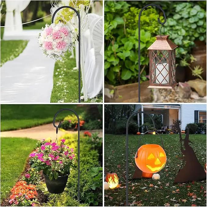 FEED GARDEN Adjustable 32 Inch Small Shepherd Hooks for Outdoor, Garden Hooks for Lanterns, Shepard Hooks for Hanging Plants, Bird Feeders, Solar Lights, Mason Jars, Weddings Decor,8 Pack by GreenHaven Gardens