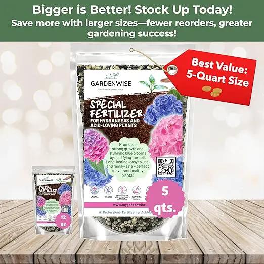 Slow Release Hydrangea Fertilizer with Iron & Sulfur – Indoor & Outdoor Soil Acidifier for Miracle Growth (1/2 qt) by GreenHaven Gardens