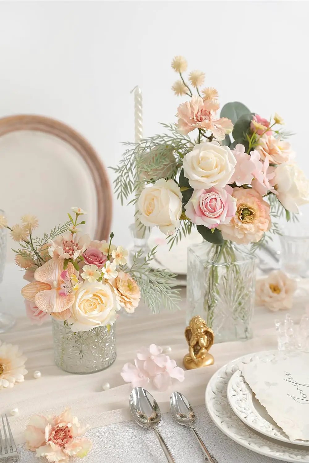 Artificial Flowers Combo for DIY Centerpieces Arrangements Wedding Bouquets Centerpieces Arrangements Party Baby Shower Home Decorations (Nude Champagne) by GreenHaven Gardens