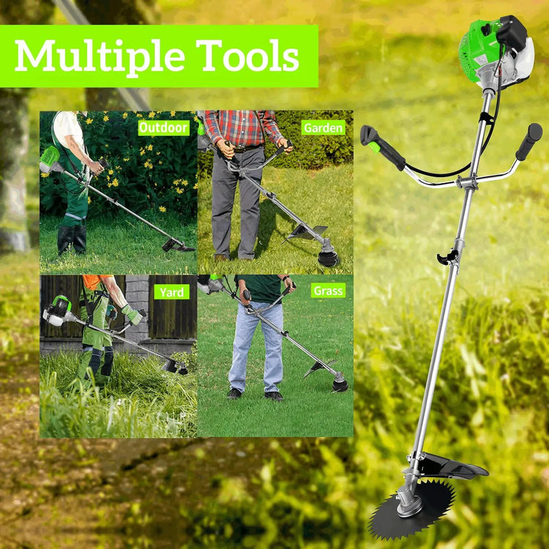 COOCHEER Brush Cutter Gas Powered 58cc, 4 in 1 Weed Wacker Gas Powered, 2 Cycle Straight Shaft String Trimmer Grass Cutter Machine for Lawn and Garden Care Trimming, Green by GreenHaven Gardens
