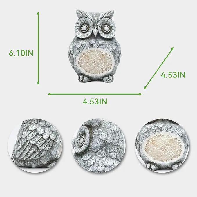 Solar Owl Garden Statues Outdoor Decor Resin Owl Figurine with Solar Light for Patio,Balcony,Yard,Lawn Ornament,Perfect Garden Gift by GreenHaven Gardens