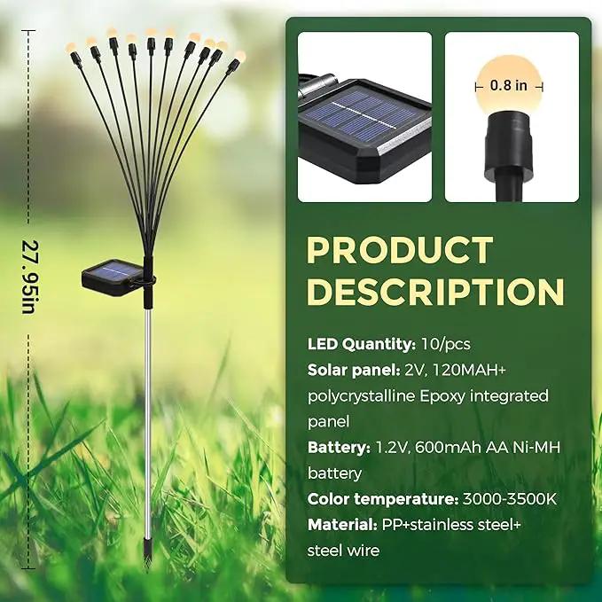 Solar Garden Lights, 60 LED Firefly Garden Lights Solar Outdoor, Solar Lights for Outside Sway by Wind,Solar Lights Outdoor Waterproof for Christmas Yard Patio Pathway Decoration (6 Pack) by GreenHaven Gardens