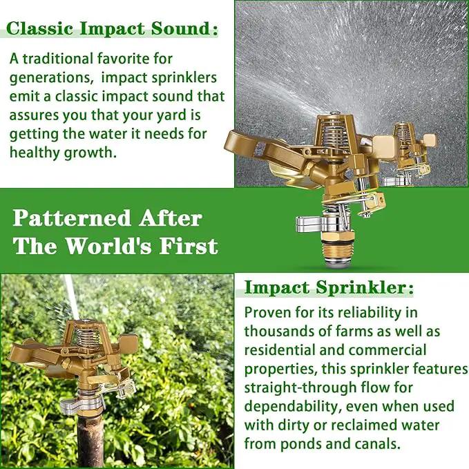 Ferraycle 20 Pieces 1/2 Inch Brass Impact Sprinkler Head with Nozzles Heavy Duty Adjustable 0-360 Degrees Impulse Sprinkler Head Lawn Watering for Yard Irrigation by GreenHaven Gardens