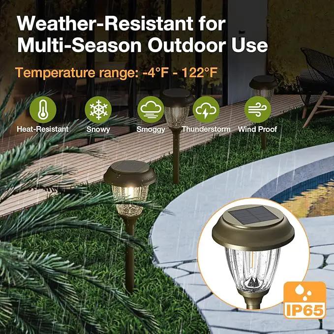 XMCOSY+ Solar Lights Outdoor 10/25 LM LED with 2 Lighting Modes, Solar Garden Lights Glass and Metal, IP65 Waterproof Solar Powered for Yard Pathway Walkway Driveway Patio (6 Pack, Warm White) by GreenHaven Gardens