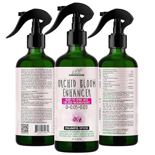 Orchid Food Bloom Booster Fertilizer - Bloom Orchids Fertilizer – Phosphorus and Potassium Formula 0-0.05-0.03 - Ready-to-Use Spray with Chelated Micronutrients (8 OZ) by GreenHaven Gardens