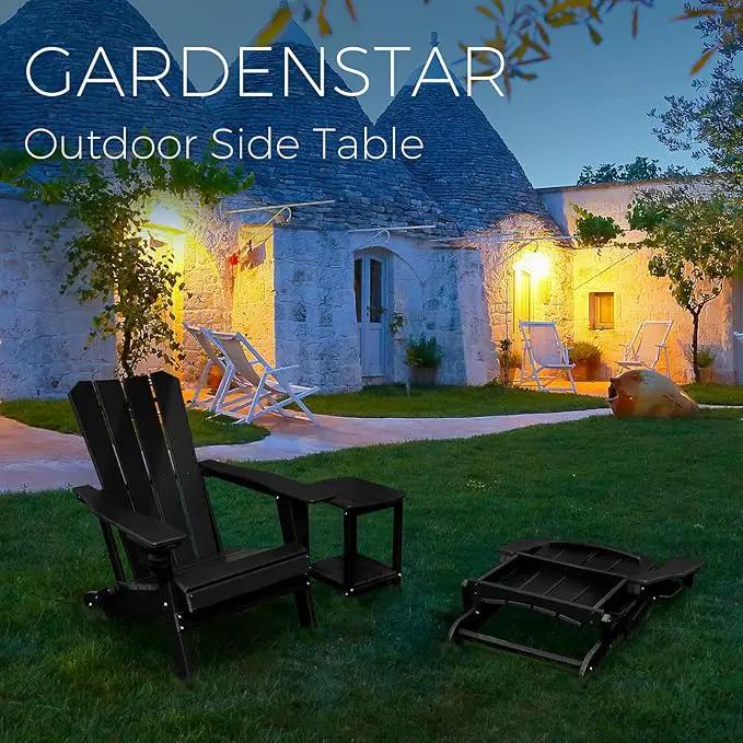 Adirondack Square Outdoor Side Table,2-Tier Storage Patio Side Table, HDPE End Tables for Backyard Pool Porch Garden Lawn(Black) by GreenHaven Gardens
