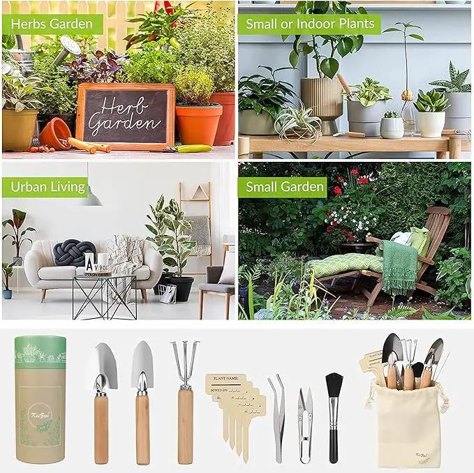 Indoor Garden Tools for Gardening - KiiZYS 12-Piece Small Garden Tools Set - Indoor Gardening Gifts for Women - Mini Hand Tools House Plant Tool by GreenHaven Gardens