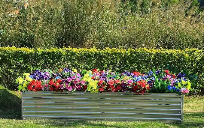 2 Pack 6x1.5x1FT Galvanized Raised Garden Beds Kit Outdoor Metal Gardening Planter Box for Vegetable Elevated Flower Herbs,Silver by GreenHaven Gardens