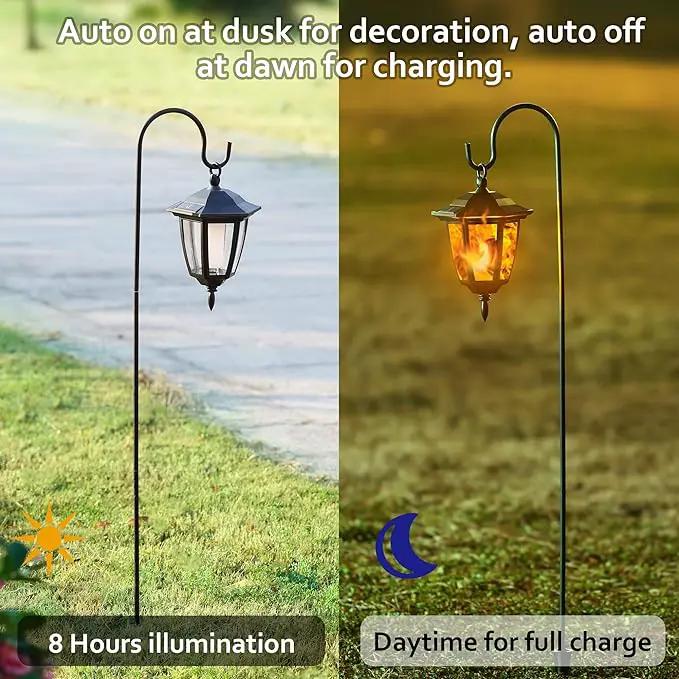 Dynaming 6 Pack Solar Flame Hanging Lights Outdoor, Solar Flickering Flame LED Garden Lanterns with 6 x 38 Inch Shepherd Hooks, Landscape Lighting Waterproof for Lawn Patio Yard Pathway Driveway by GreenHaven Gardens