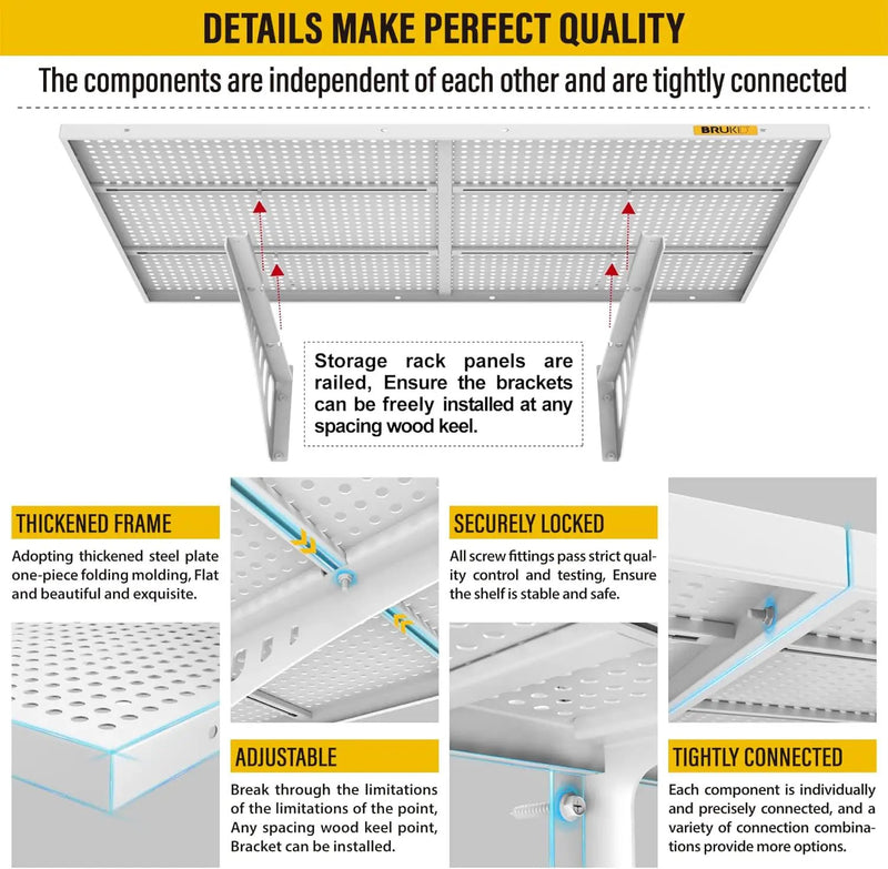 2Pack 2x3ft Adjustable Metal Garage Wall Shelving Heavy Duty Garage Storage Shelf Wall Mounted White by GreenHaven Gardens