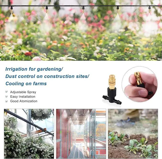 ACBungji 30pcs Brass Misting Nozzles Three-way Connector Drip Irrigation Nozzle 4/7 Inches Adjustable Atomizing Nozzle Cooling Misting System for Outdoor Plant Garden Patio Greenhouse by GreenHaven Gardens