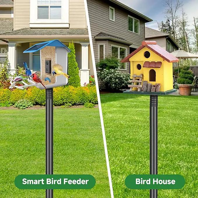 79In Smart Bird Feeder Pole Mount Kit,Adjustable Bird House Pole for Outdoors Heavy Duty, Metal Birdhouse Stand for Outside Multiple Mounting Option(Black Finish) by GreenHaven Gardens