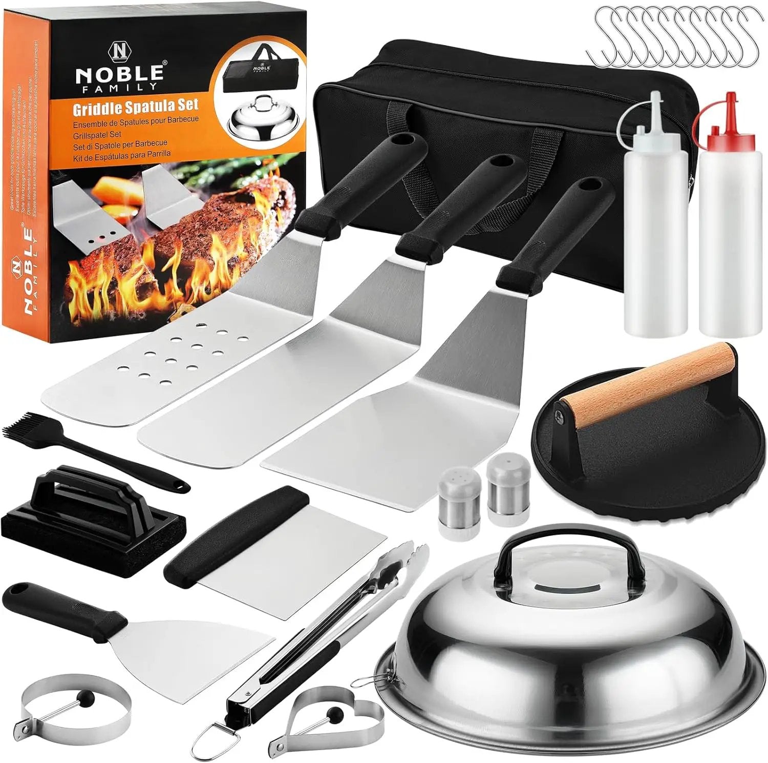 27 PCS Griddle Accessories Kit, Flat Top Grill Accessories Set for Camping, Professional Grill Spatula Set with Melting Dome, Burger Press for Outdoor BBQ Cooking by GreenHaven Gardens
