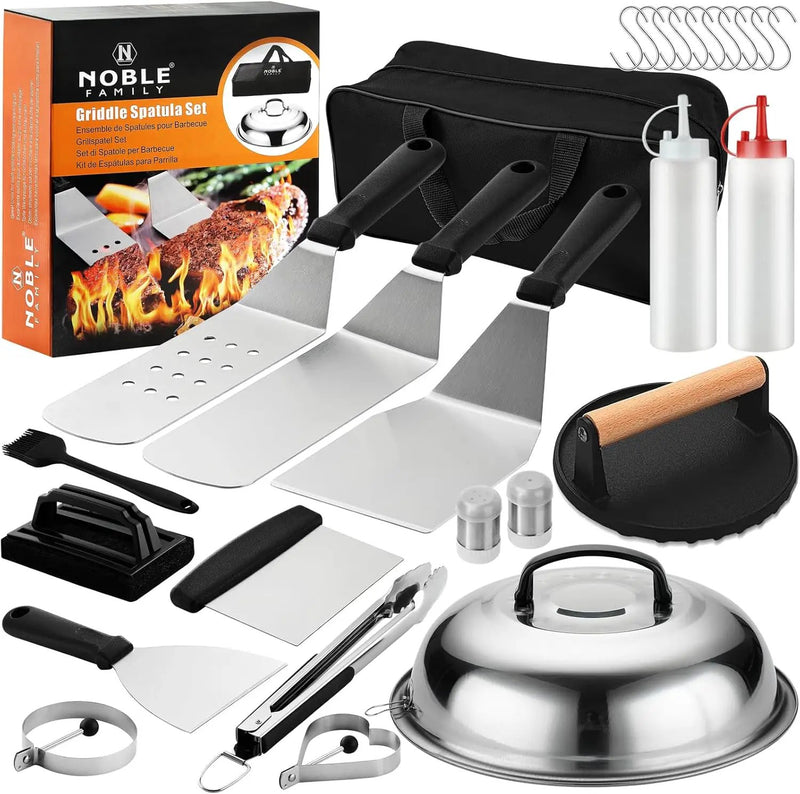27 PCS Griddle Accessories Kit, Flat Top Grill Accessories Set for Camping, Professional Grill Spatula Set with Melting Dome, Burger Press for Outdoor BBQ Cooking by GreenHaven Gardens