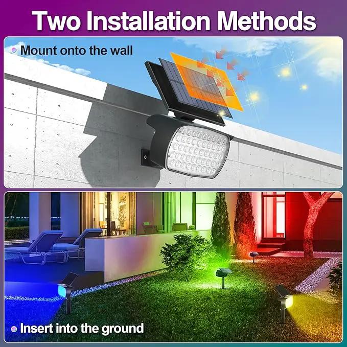 Solar Color Changing Spot Lights Outdoor, Solar Christmas Lights Outdoor IP65 Waterproof, Multicolor Solar Landscape Spotlights, Large Solar Panel Solar Powered Yard Garden Pathway Light 2 Pack by GreenHaven Gardens