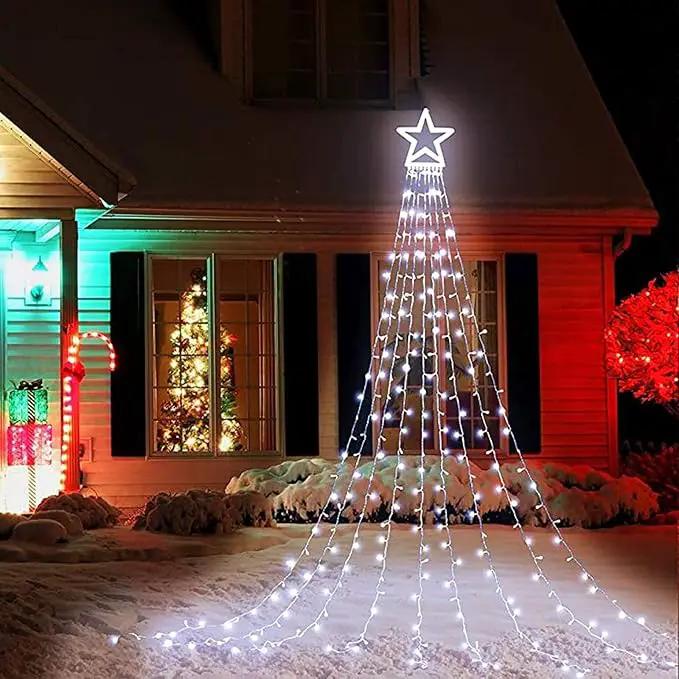 Christmas Decoration Lights, Outdoor Christmas String Lights 320 LED 11.5 Ft Waterfall Tree Lights with Big Star Topper 8 Light Modes for Christmas New Year Holiday Garden Yard Indoor Outdoor Decor by GreenHaven Gardens