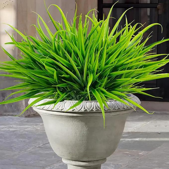 Uieke 28 Bundles Artificial Outdoor Plants UV Resistant Fake Grass Plants Faux Plastic Plants Greenery Shrubs for Home Garden Pathway Window Box Front Porch Spring Summer Decor, Green by GreenHaven Gardens