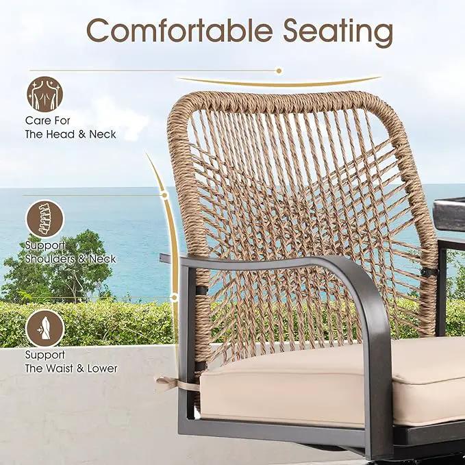 Outdoor Bar Stools Set of 6, Patio Swivel Counter Height Rattan Bar Stools, Patio Wicker Bar Swivel Chairs with Cushion, Outdoor Pool Bar Chairs for Backyard Garden Balcony w /360 Rotation by GreenHaven Gardens