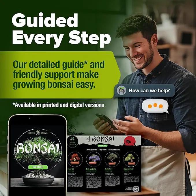 HOME GROWN Bonsai Tree Kit, Grow Your Own: Premium 4 Bonsai Trees Starter Kit | Unique Japanese Gardening Gift for Moms, Women, Men, Beginners & Gardeners | Creative Crafts for Adults BK1-2nd-MF by GreenHaven Gardens