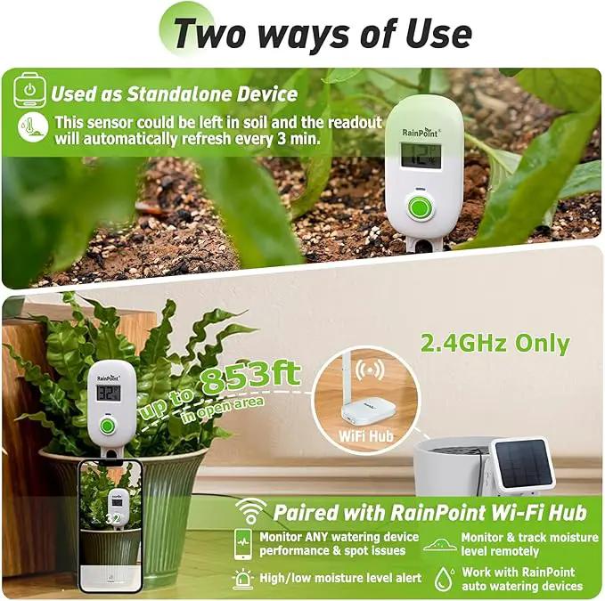 RAINPOINT Smart Digital Wireless Plant Moisture Meter Houseplants Indoor WiFi Hub Kit with Low/High Moisture Alert,Real-time Monitor Hygrometer Sensor Outdoor Gardening Push Notification&Email by GreenHaven Gardens