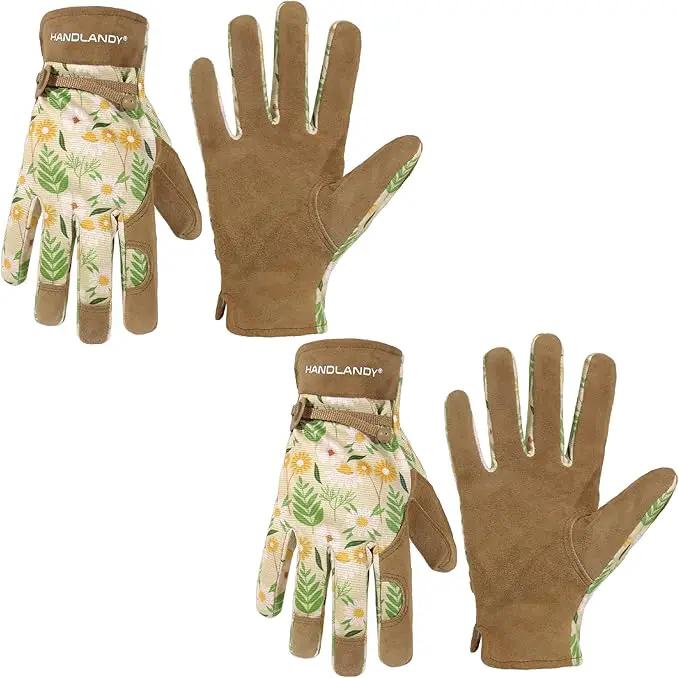 HLDD HANDLANDY Work Gloves for Women and Ladies, Leather Gardening Gloves Flexible Mechanic Working Gloves by GreenHaven Gardens