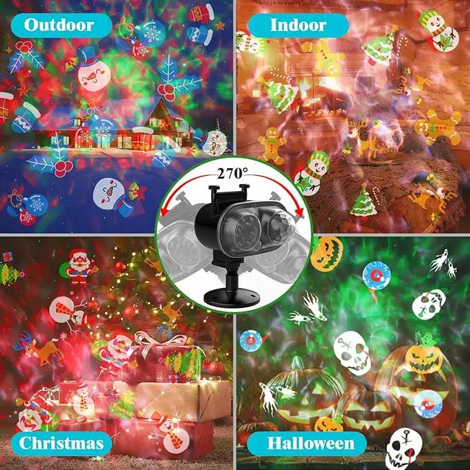 Christmas Projector Lights Outdoor, Holiday Projector With Remote Control Timer, 26 HD Effects (3D Ocean Wave & Patterns) Waterproof Landscape for Halloween Party Decorations by GreenHaven Gardens