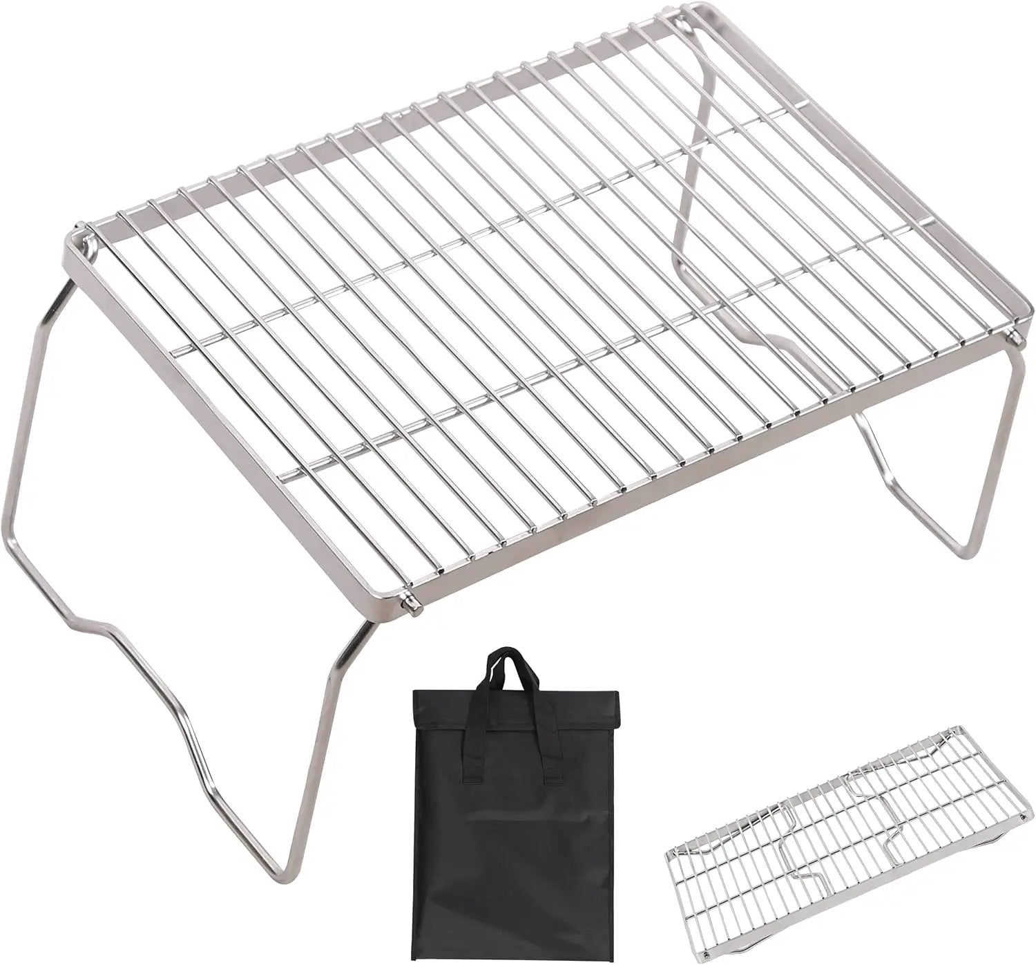 REDCAMP 17" Large Folding Campfire Grill 304 Stainless Steel Grate, Heavy Duty Portable Camping Grill with Carrying Bag for Outdoor Cooking Backpacking Hiking Picnics BBQ by GreenHaven Gardens