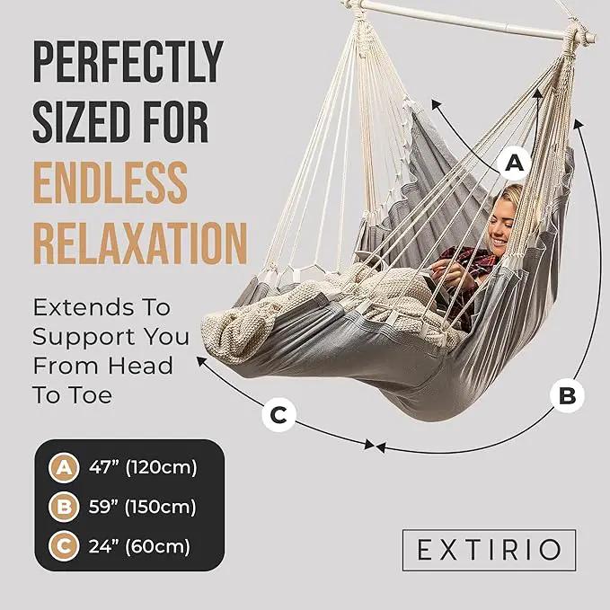 Hanging Hammock Chair Swing – Hanging Chair Outdoor & Indoor - Hammock Swing Chair – Quick & Easy Setup with Hardware Kit – Durable & Spacious Full Body Support – Holds 440 Lbs by GreenHaven Gardens