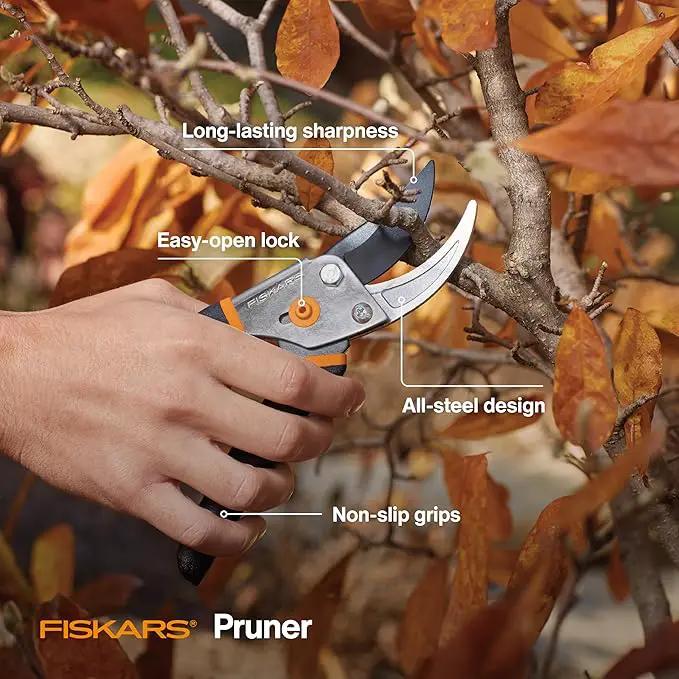 Fiskars House Plant Starter Tool Gift Set with Bypass Pruner, Trowel, Cultivator, and L/XL Garden Gloves, Accessories for Indoor Gardening (4 Piece Kit) by GreenHaven Gardens