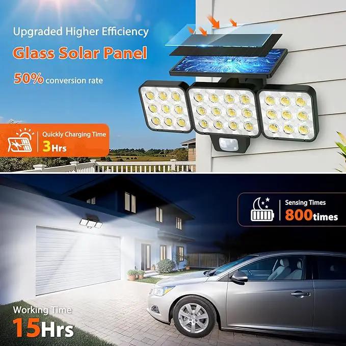 WdtPro Solar Lights Outdoor Waterproof 1 Pack, 3500LM Super Bright Motion Sensor Solar Powered LED Flood Lights, Upgrade Glass Panel, Solar Security Light Spotlights for Outside Yard by GreenHaven Gardens