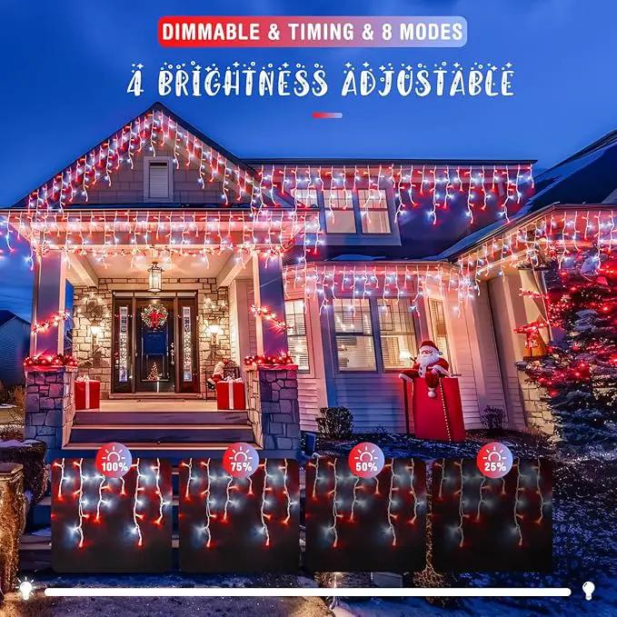 JMEXSUSS 38.8 Ft 400 LED Icicle Christmas Lights for Outside, 8 Modes Red and White Icicle String Lights Plug in with Remote, Christmas Lights Indoor Outdoor for Halloween Party Christmas Decoration by GreenHaven Gardens