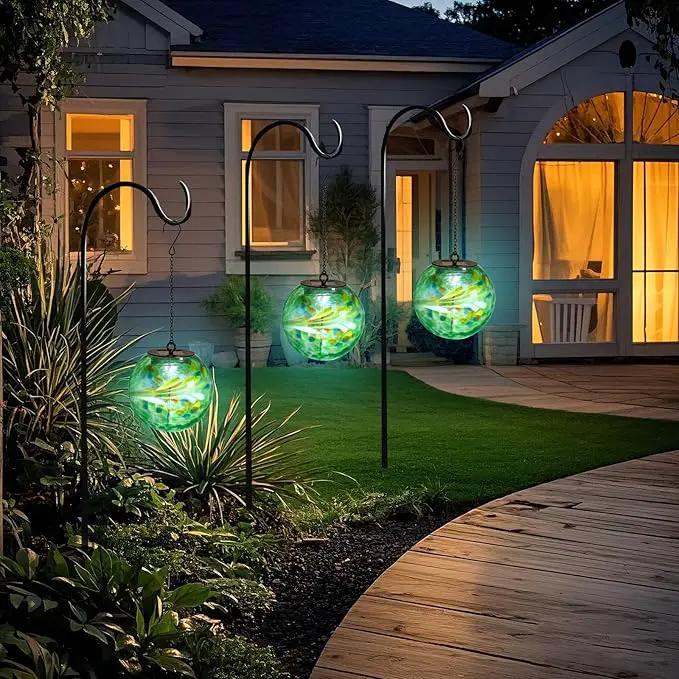 VCUTEKA Solar Hanging Lanterns, Outdoor Glass Gazing Ball Lights with Hook, Waterproof Energy-Efficient Solar Lanterns for Garden, Yard, Tree and Patio Decor, Green by GreenHaven Gardens