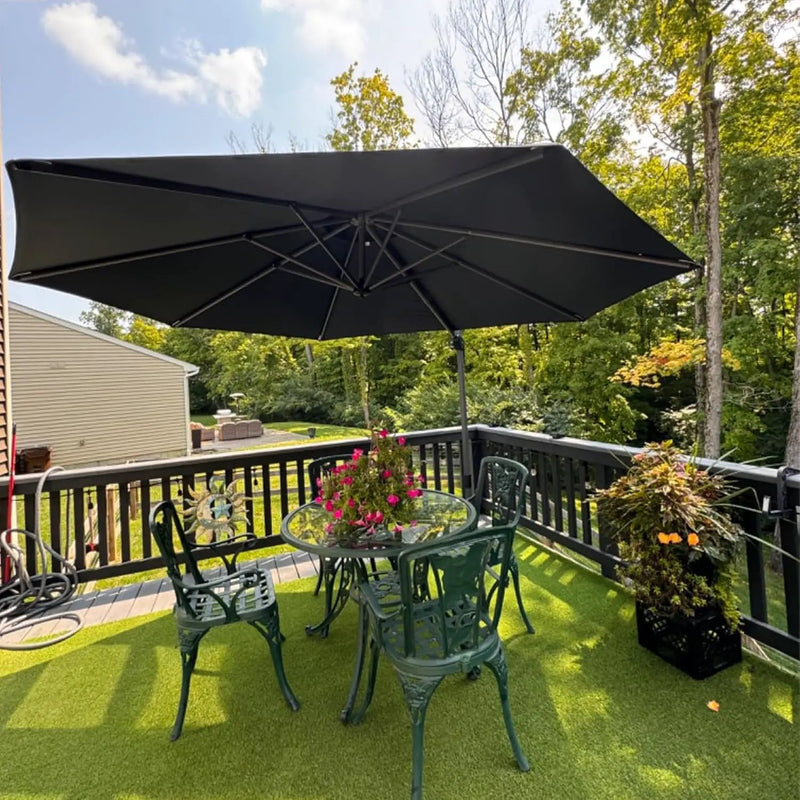 PURPLE LEAF 10 Feet Patio Umbrella Outdoor Cantilever Round Umbrella Aluminum Offset Umbrella with 360-degree Rotation for Garden Deck Pool Patio, Grey by GreenHaven Gardens