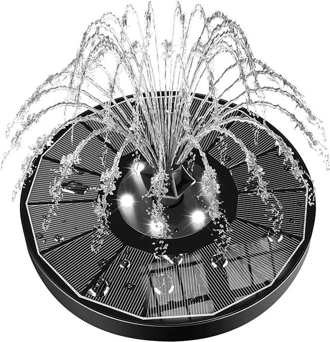 SZMP Solar Water Fountain Upgraded 100% Glass Panel, 3.5W Solar Powered Fountains Built-in 2000 Battery with 7 Nozzle & 4 Fixer, Solar Fountain Pump for Bird Baths, Pond, Outdoor (White) by GreenHaven Gardens