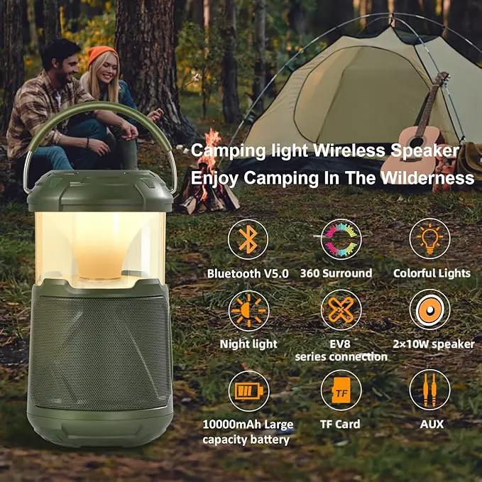 Outdoor Lantern Portable Bluetooth Speaker: IPX6 Waterproof Wireless Speaker with LED Light for Camping Patio Yard Party Hiking Gift for Men Women Father by GreenHaven Gardens