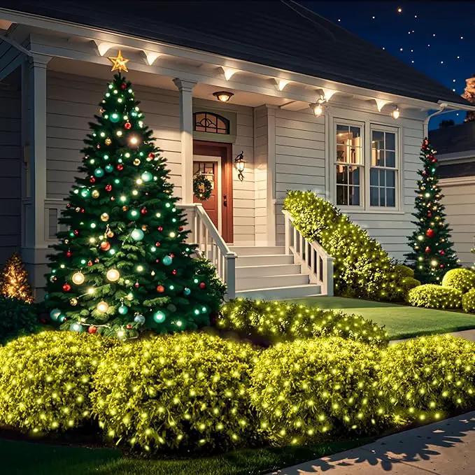 6Ftx4Ft LED Christmas Net Lights Green Wire,Connectable UL Certified Waterptoof Net Lights for Bushes Trees Shurb Garden Outdoor Christmas Decorations by GreenHaven Gardens