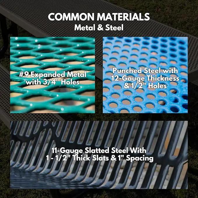 Heavy-Duty Outdoor Bench Thermoplastic Coated, Slatted Steel, Commercial-Grade Garden Bench, Made in America (Portable with Back, 4 Ft, Textured Dark Blue) by GreenHaven Gardens