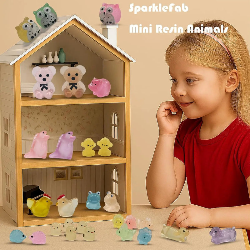 120 Pcs Luminous Mini Resin Animals Tiny Resin Figurines Glow in The Dark Tiny Ducks for Fairy Garden, Miniature Accessories, Crafts, and Decor by GreenHaven Gardens