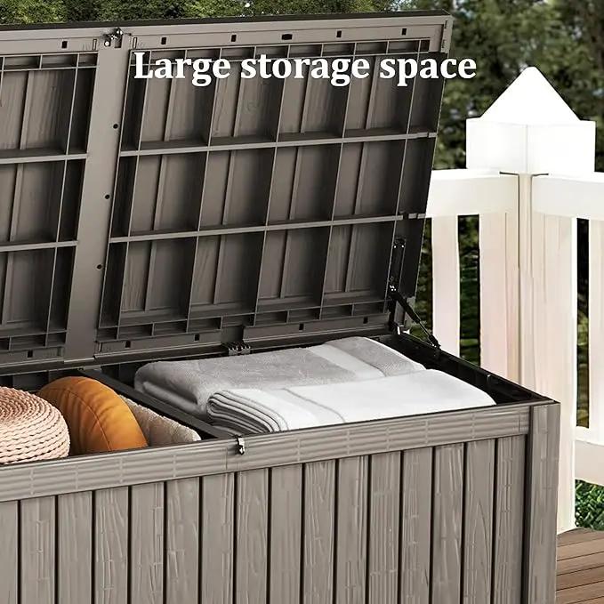 180 Gallon Outdoor Storage Deck Box - Large Waterproof Resin Bin for Delivery Boxes Outside, Lockable Storage for Patio/Pool Cushions & Tools, UV-Resistant, Granite Grey by GreenHaven Gardens