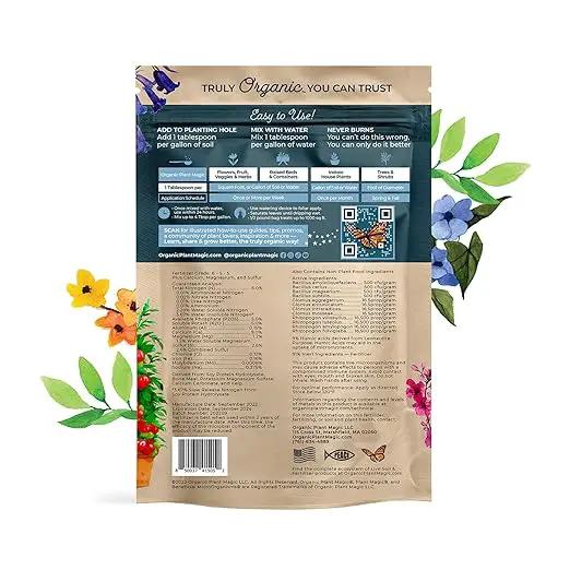 Organic Plant Magic - Truly Organic™ Fast-Acting Water Soluble Plant Food - All-Purpose Fertilizer Concentrate for Flower, Vegetable, Herb, Fruit Tree, Garden & Indoor Houseplants [One 1/2 lb Bag] by GreenHaven Gardens